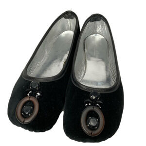 Max Mara black‎ embellished flats.
